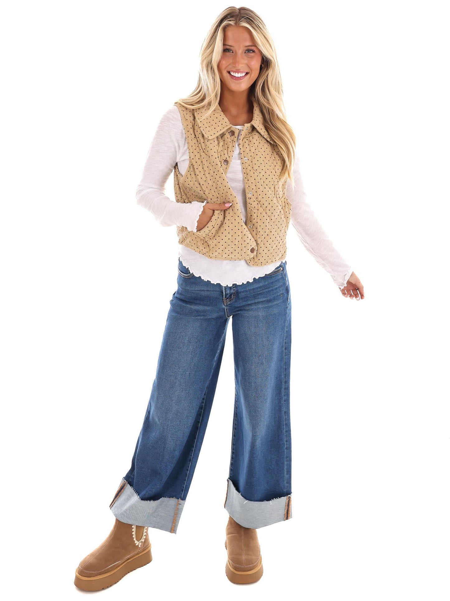 Quilted Charm Corduroy Vest