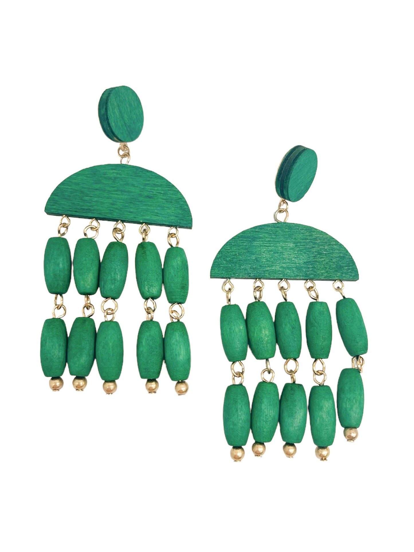 Wooden Bead Tassel Earrings