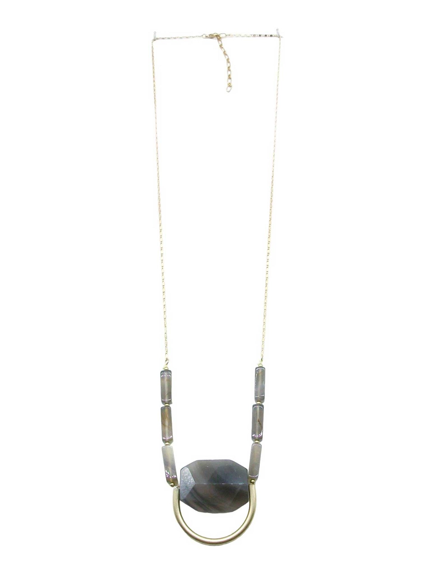 Half Circle Natural Stone Necklace