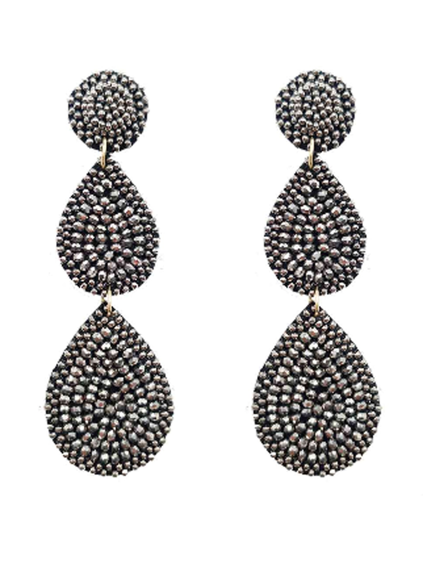 Glass Beaded 3 Drop Earrings