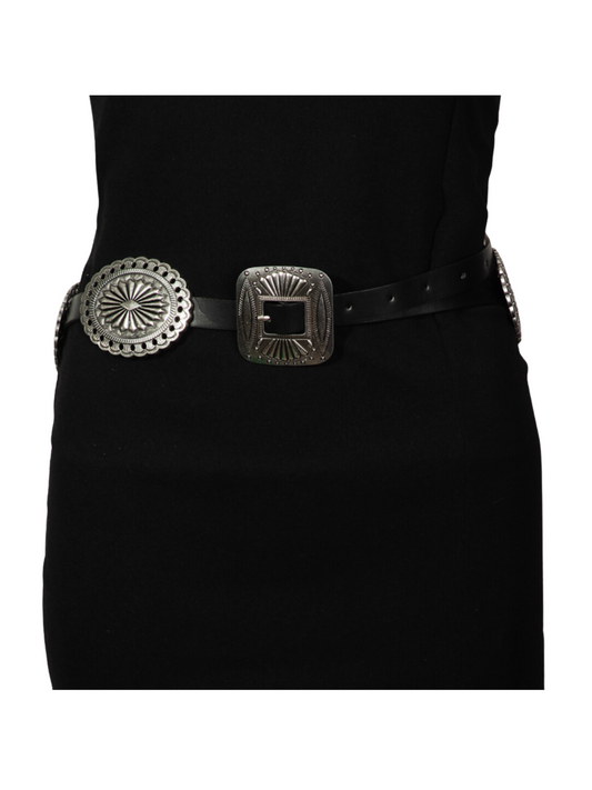 Concho Disc Faux Leather Belt